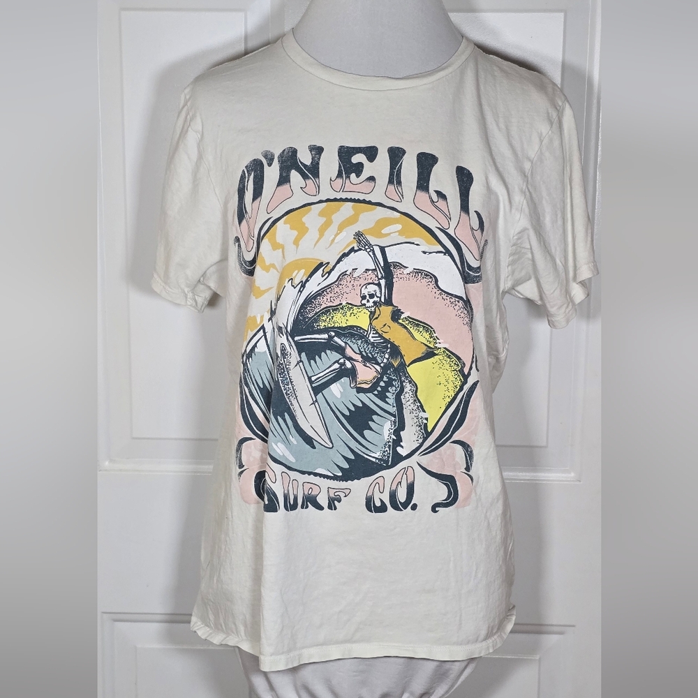 O'Neill Graphic Surf Skeleton T-Shirt Size Medium Short Sleeves